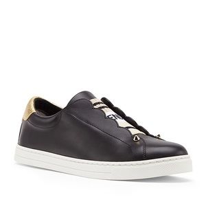 FENDI Calfskin Logo Rockoko Slip On Sneakers